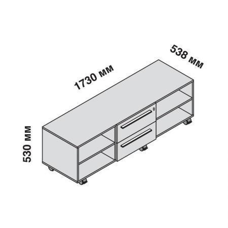 Тумба подкатная Las E.O.S. 118851880 с центральным замком (вяз, 1730х538х530 мм, 2 ящика)